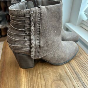 Suede Ankle Boots - Taupe